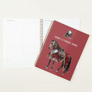 Horse Knight in Shining Armor Helmet Red Roses Planner