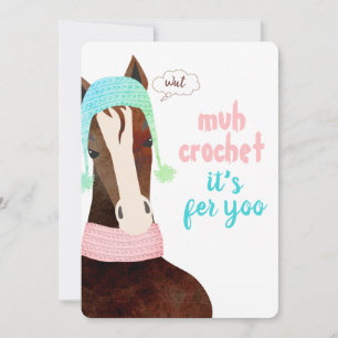 Horse knitting crochet Christmas hat scarf Holiday Card