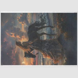Horse & Lady Beach and Sun Set Decoupage, Tissue Paper
