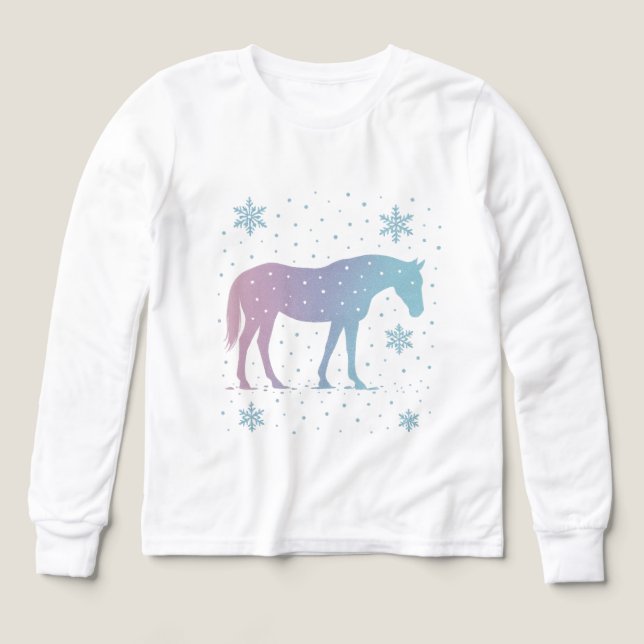 Horse Long Sleeve Shirt Girls– Winter Horse  (Design Front)