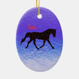 Horse, Love and Hearts Ceramic Ornament