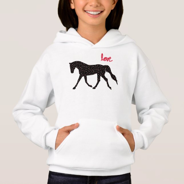 Horse, Love and Hearts Hoodie (Front)