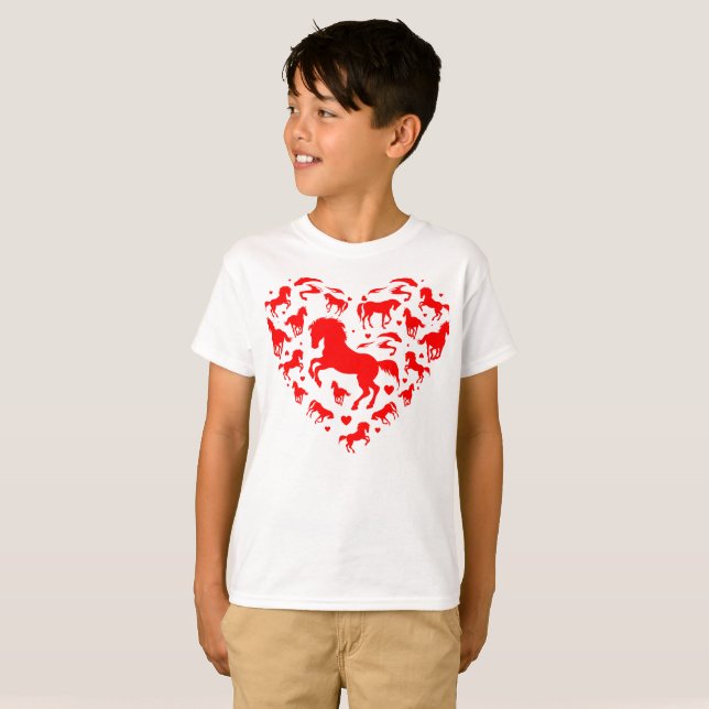 Horse Love Heart Toddlers Valentines Day T-Shirt (Front Full)