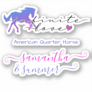 Horse Love Infinity Heart Custom Name Breed Text Sticker