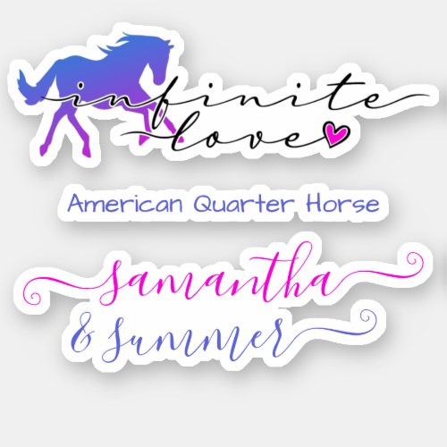 Horse Love Infinity Heart Custom Name Breed Text Sticker
