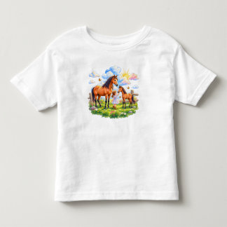 Horse love on the flower meadow toddler t-shirt