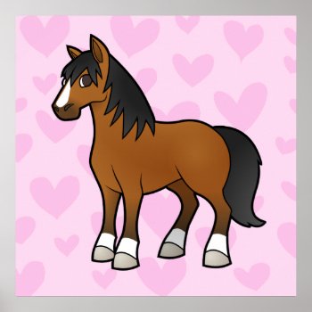 Horse Love Poster by CartoonizeMyPet at Zazzle