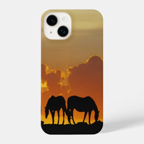 Horse Love Two Horses in Sunset  iPhone 14 Case