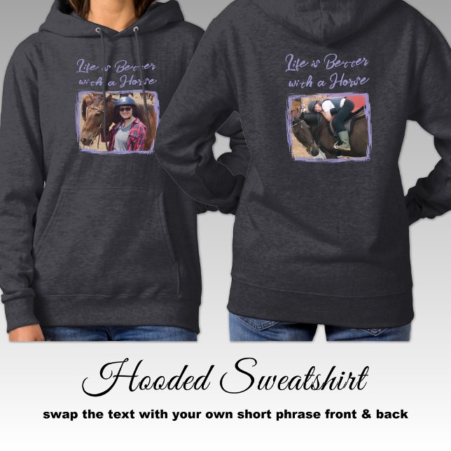 Horse lover 2 photo equestrian purple grey hoodie (Creator Uploaded)
