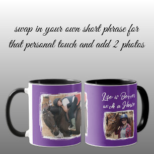 Horse lover 2 photo white purple mug