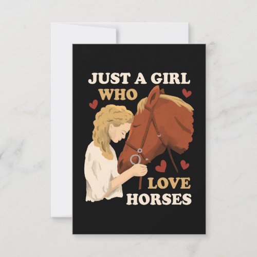 Horse Lover A Girl Who Loves Horses Thank You Card