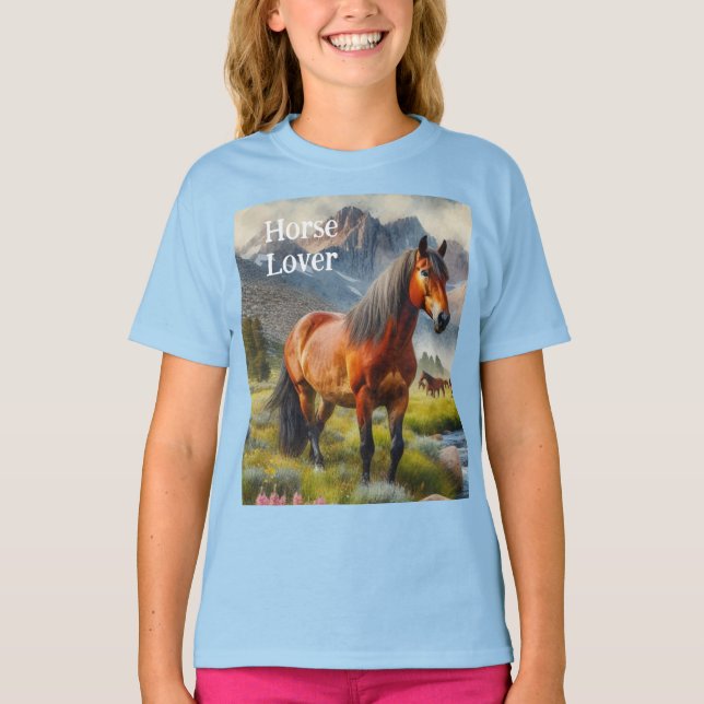 Horse Lover Brown Mustang Kids  T-Shirt (Front)