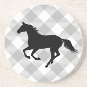 Horse Lover Buffalo Plaid Farmhouse Coaster