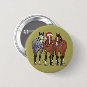 Horse Lover Christmas Animal Farm Animal Lover Button