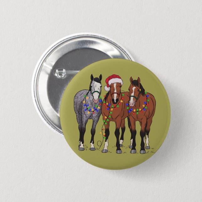 Horse Lover Christmas Animal Farm Animal Lover Button (Front & Back)