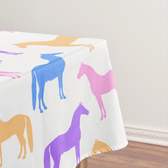 Horse Lover Colorful Equestrian Rider Tablecloth (In Situ)