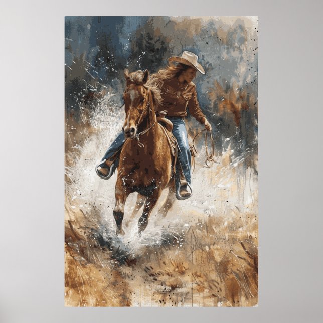 Horse Lover Cowgirl Art Poster (Front)