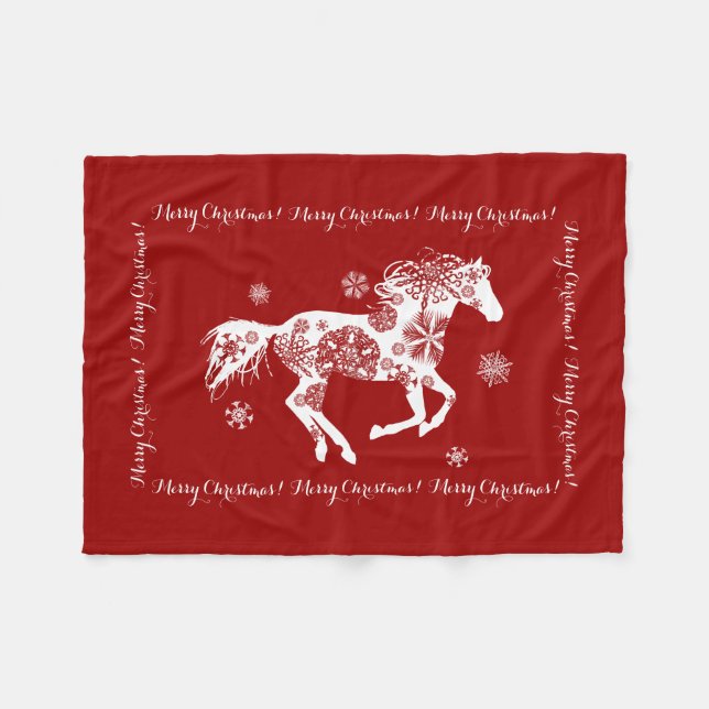 Horse Lover Equestrian Pony Fleece Blanket (Front (Horizontal))