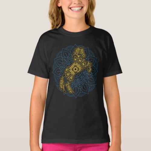 Horse Lover Equestrian Riding Mandala Horses T_Shirt