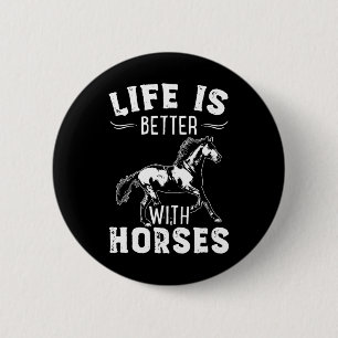 Horse Lover Gift Women Equestrian Girl Horseback R Button