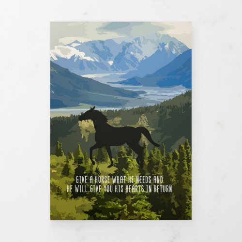 Horse Lover Give Me A Horse Tri_Fold Holiday Card