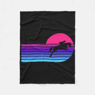 Horse Lover Horseback Riding Equestrian Retro Suns Fleece Blanket