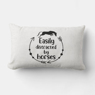 Horse Lover Off White Burlap Western Equestrian Lumbar Pillow