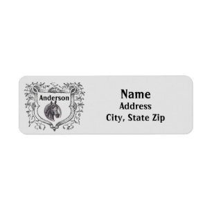 Horse Lover Ornate Shield Antique Sketch Rider Label