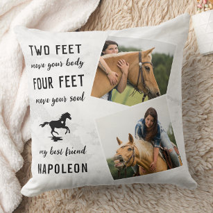Horse Lover Personalized Equine Photo Equestrian Throw Pillow