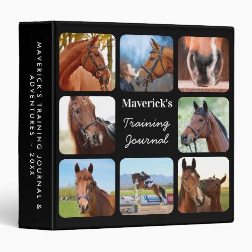 Horse Lover Personalized Modern 11 Photo Collage 3 Ring Binder