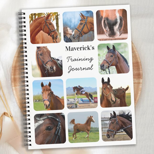 Horse Lover Personalized Modern 11 Photo Collage Notebook (Creator Uploaded)