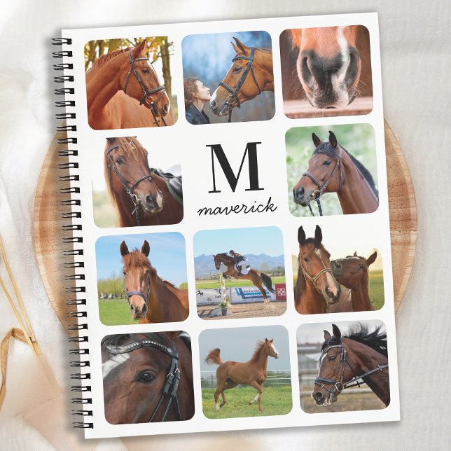 Horse Lover Personalized Monogram 11 Photo Collage Notebook (Creator Uploaded)