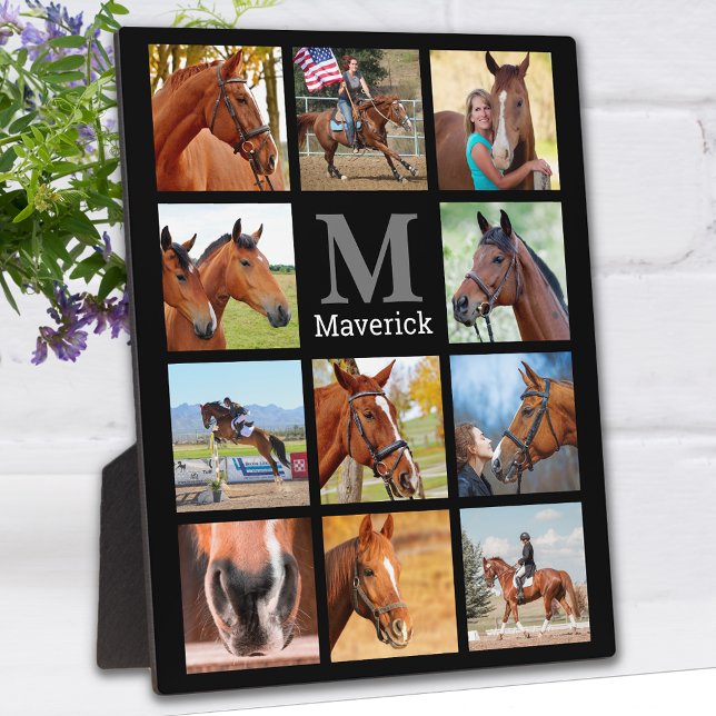 Horse Lover Personalized Monogram 11 Photo Collage Plaque (Creator Uploaded)