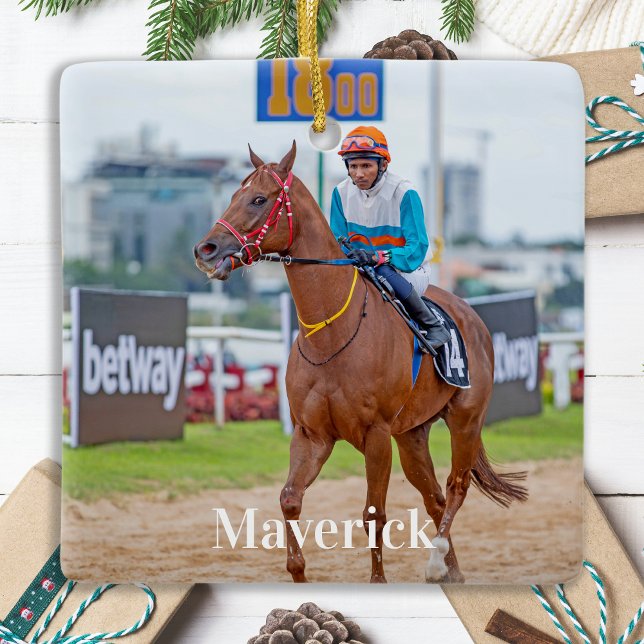Horse Lover Personalized Pet Photo Equestrian Ceramic Ornament (Creator Uploaded)
