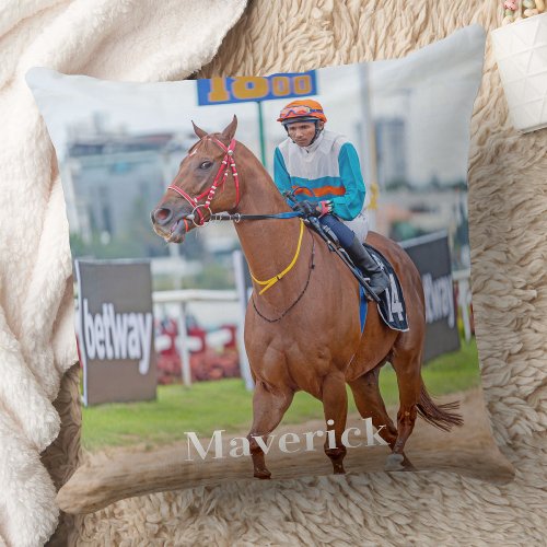 Horse Lover Personalized Pet Photo Equestrian Throw Pillow