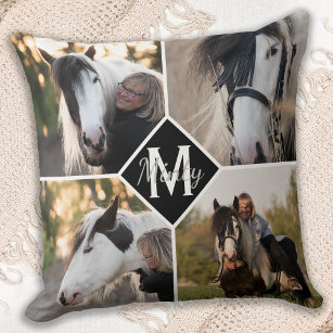 Horse Lover Photo Collage Throw Pillow
