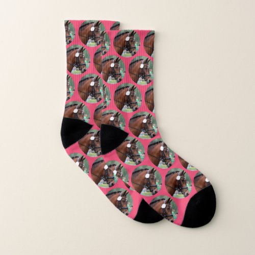 Horse Lover Pink Photo Socks