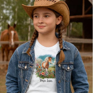Horse Lover Pinto Foal Girls T-Shirt