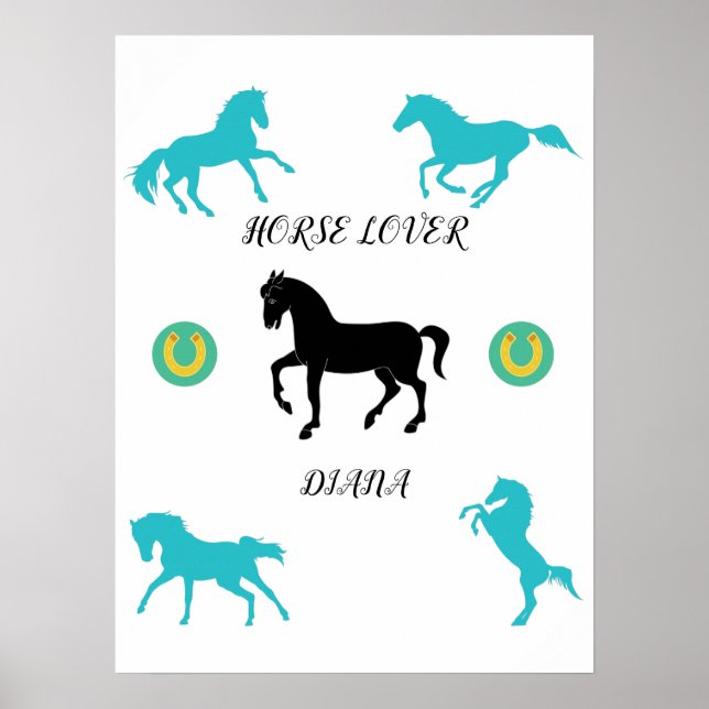Horse Lover poster with personalized name. (Front)
