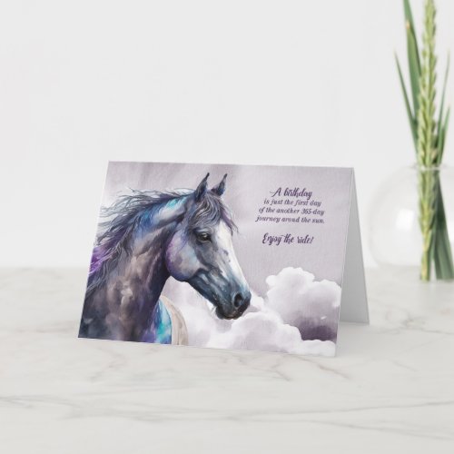 Horse Lover Purple Watercolor Journey Birthday Card