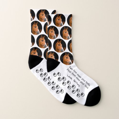 Horse Lover Quote Equestrian Cute Horse Photo Socks