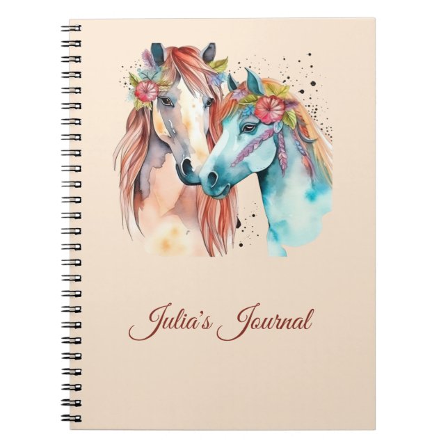Horse Lover Riding Watercolor Name Journal (Front)