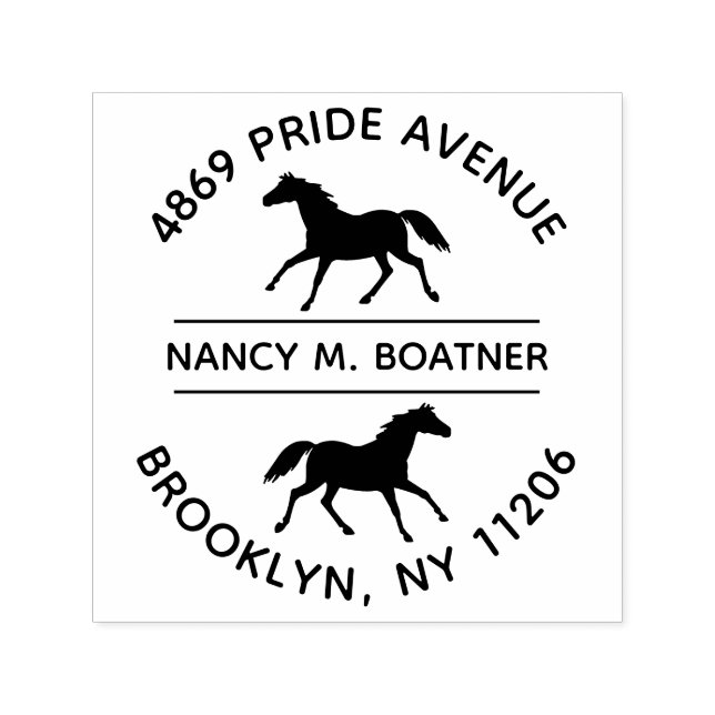 Horse Lover Round Return Address Self Inking Stamp (Design)
