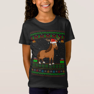 Horse Lover Santa Hat Matching Ugly Horse Christma T-Shirt