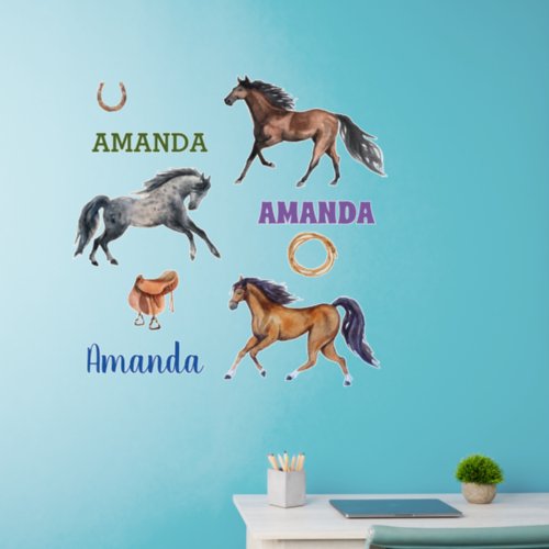 Horse Lover Set Name Personalized Child Room Wall Decal