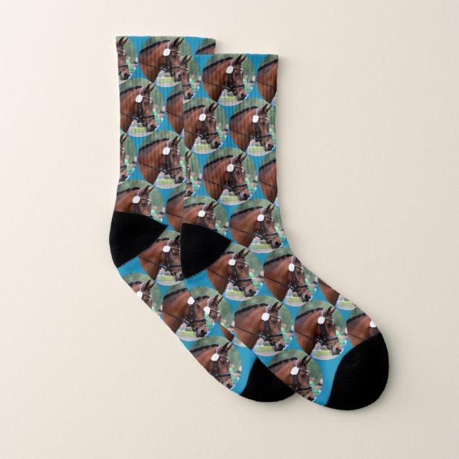 Horse Lover Teal Blue Photo Socks (Pair)