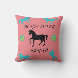 Horse Lover throw pillow with personalized name.