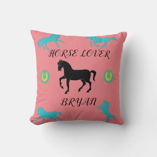 Horse Lover throw pillow with personalized name