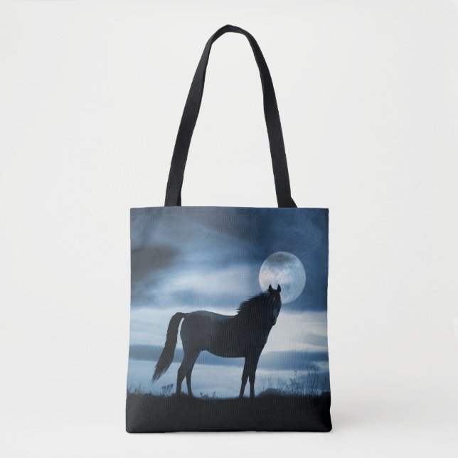 Horse Lover Tote Blue Sky and Moon (Front)
