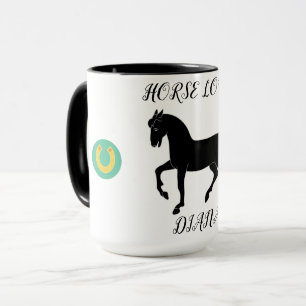 Horse Lover two toned mug with personalized name.